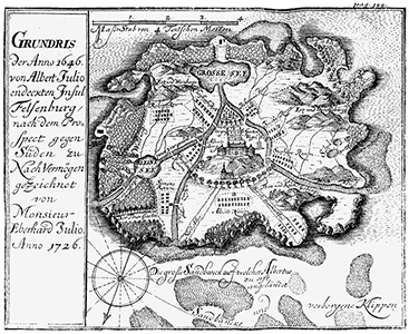 Abb. 22 a: Karte aus: Johann Gottfried Schnabel, Insel Felsenburg (1731–43)
