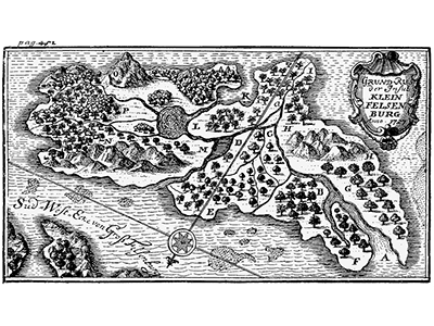 Abb. 22 b: Karte aus: Johann Gottfried Schnabel, Insel Felsenburg (1731–43)