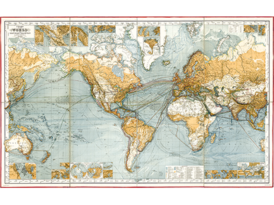 Abb. 23 a: Hermann Berghaus, Chart Of The World On Mercator’s Projection (1882)
