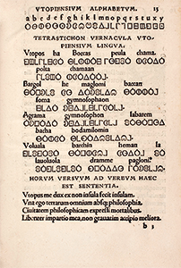 Abb. 26: »Utopiensium Alphabetum«, aus: Thomas Morus, Utopia (1518)